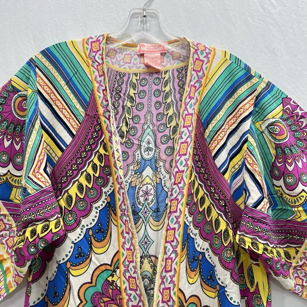 Flying Tomato Floral Kimono Duster Women's Size Small Bohemian Festival - Picture 3 of 9